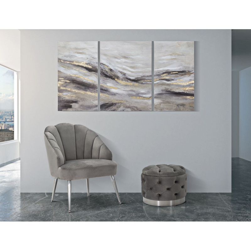 Pintura de Parede Monty – Conjunto de 3 Peças – 45x80 / 60x80 cm – Triptico Artístico Glam