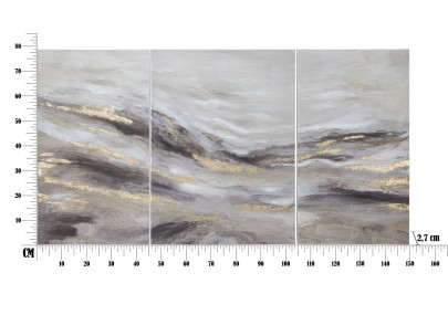 Pintura de Parede Monty – Conjunto de 3 Peças – 45x80 / 60x80 cm – Triptico Artístico Glam