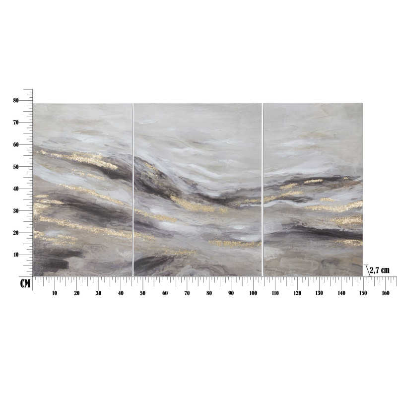 Peinture murale Monty – Ensemble 3 pièces – 45x80 / 60x80 cm – Triptyque Glam artistique