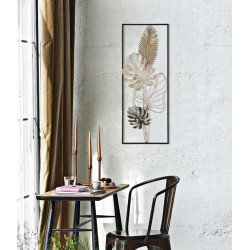 Painel de parede em ferro Plam – Modelo B – 28x74 cm – Decoração Glamour refinada e moderna