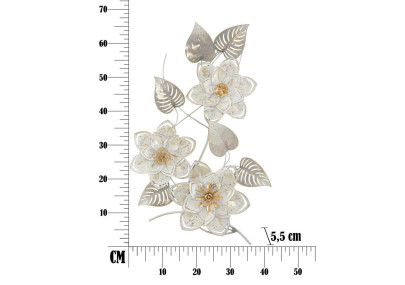 Panneau mural en fer forgé Artic – 39x67 cm – Motif floral Glam élégant