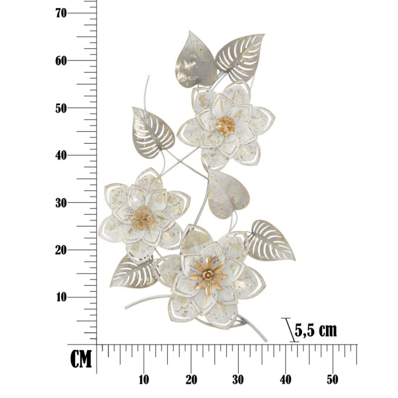 Painel de Parede em Ferro Forjado Artic – 39x67 cm – Elegante Padrão Floral Glam