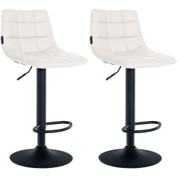Lot de 2 tabourets de bar Jerry, similicuir, noirs blanc