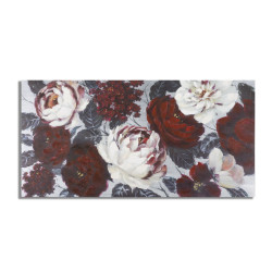 Tableau mural fait main fleur blanche et rouge – 120x60 cm – Peinture Glam florale