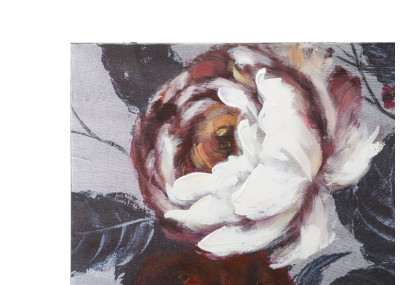 Tableau mural fait main fleur blanche et rouge – 120x60 cm – Peinture Glam florale