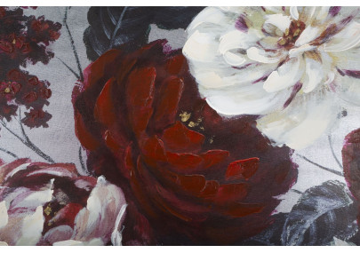 Tableau mural fait main fleur blanche et rouge – 120x60 cm – Peinture Glam florale