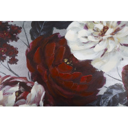 Tableau mural fait main fleur blanche et rouge – 120x60 cm – Peinture Glam florale