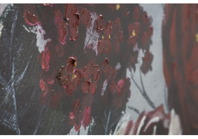 Tableau mural fait main fleur blanche et rouge – 120x60 cm – Peinture Glam florale