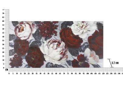 Tableau mural fait main fleur blanche et rouge – 120x60 cm – Peinture Glam florale