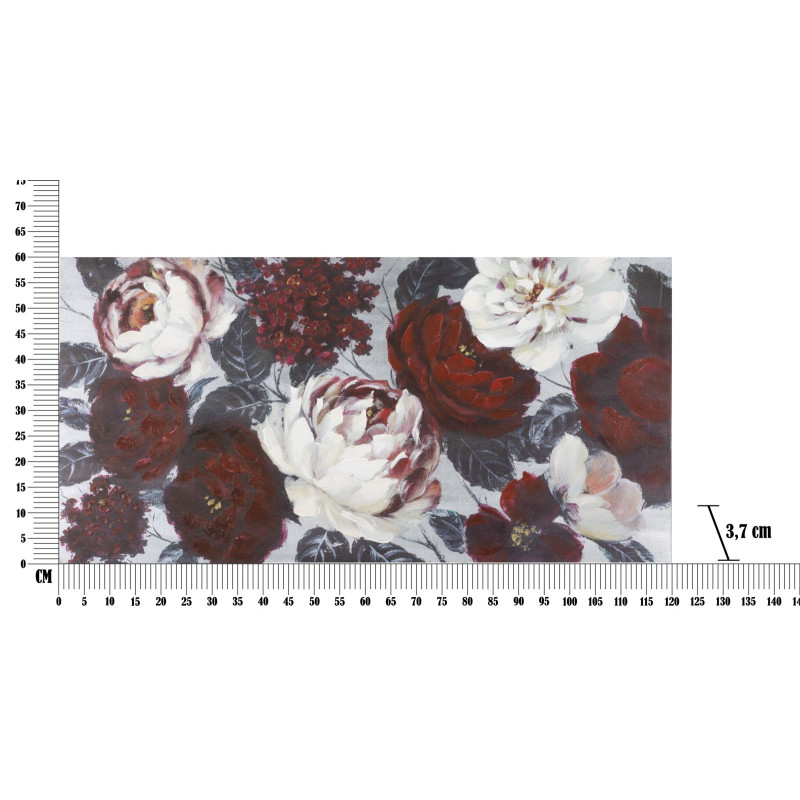 Tableau mural fait main fleur blanche et rouge – 120x60 cm – Peinture Glam florale