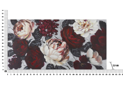 Tableau mural fait main fleurs blanches et rouges – 150x76 cm – Effet lumineux Glamour