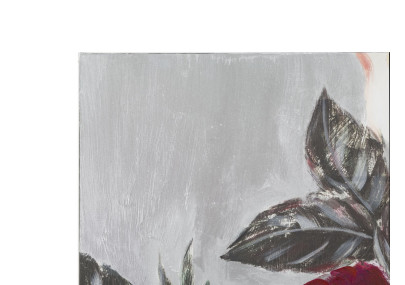 Tableau mural fait main carré floral – 90x90 cm – Déco peinte à la main élégante