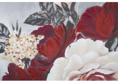 Tableau mural fait main carré floral – 90x90 cm – Déco peinte à la main élégante