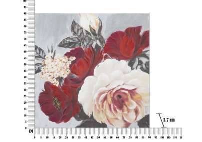 Tableau mural fait main carré floral – 90x90 cm – Déco peinte à la main élégante