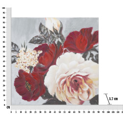 Tableau mural fait main carré floral – 90x90 cm – Déco peinte à la main élégante