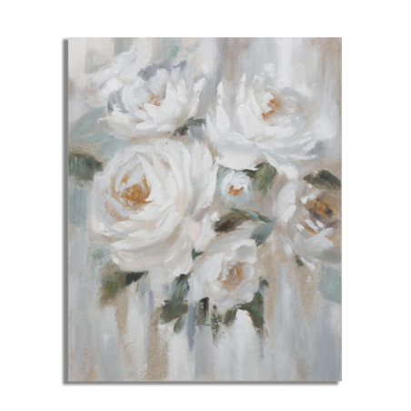 Tableau mural fait main fleur crème – 80x100 cm – Peinture murale Glam douce et raffinée