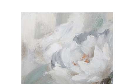 Tableau mural fait main fleur crème – 80x100 cm – Peinture murale Glam douce et raffinée