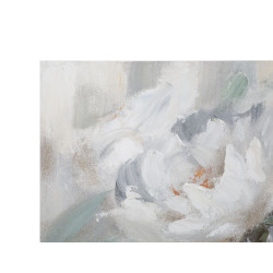 Tableau mural fait main fleur crème – 80x100 cm – Peinture murale Glam douce et raffinée