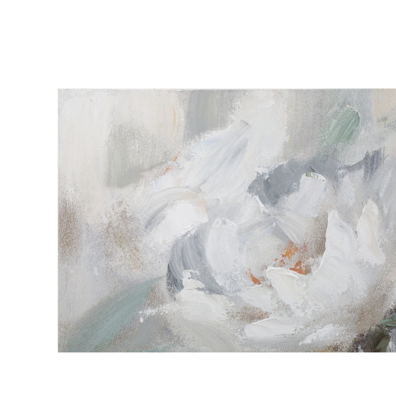 Tableau mural fait main fleur crème – 80x100 cm – Peinture murale Glam douce et raffinée