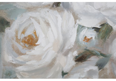 Tableau mural fait main fleur crème – 80x100 cm – Peinture murale Glam douce et raffinée