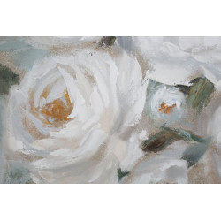Tableau mural fait main fleur crème – 80x100 cm – Peinture murale Glam douce et raffinée