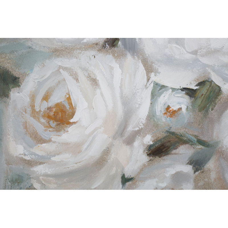 Tableau mural fait main fleur crème – 80x100 cm – Peinture murale Glam douce et raffinée
