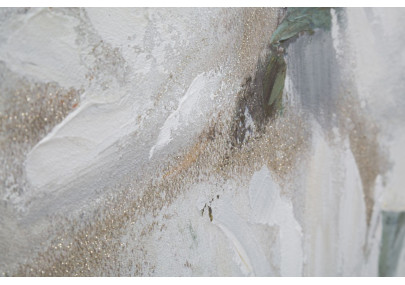 Tableau mural fait main fleur crème – 80x100 cm – Peinture murale Glam douce et raffinée