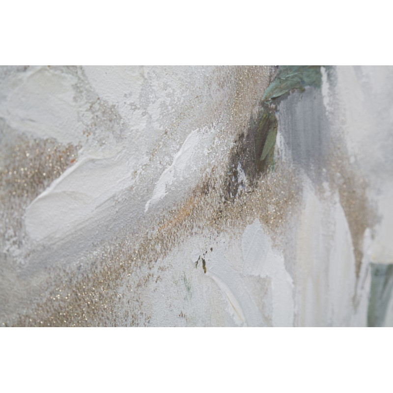 Tableau mural fait main fleur crème – 80x100 cm – Peinture murale Glam douce et raffinée