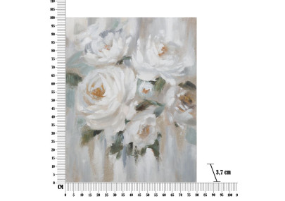 Tableau mural fait main fleur crème – 80x100 cm – Peinture murale Glam douce et raffinée