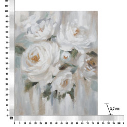 Tableau mural fait main fleur crème – 80x100 cm – Peinture murale Glam douce et raffinée