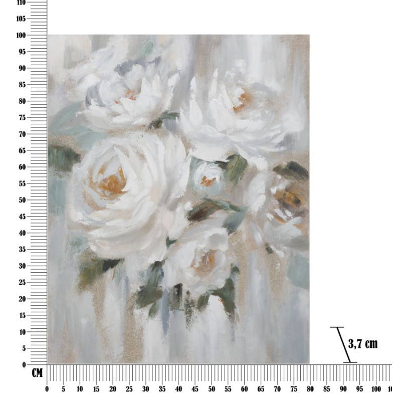 Tableau mural fait main fleur crème – 80x100 cm – Peinture murale Glam douce et raffinée