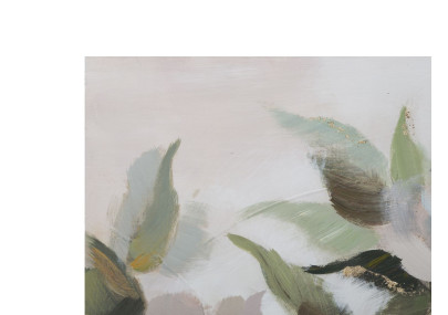 Tableau mural fait main fleurs et feuilles – 100x80 cm – Style nature chic Glam