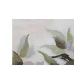 Tableau mural fait main fleurs et feuilles – 100x80 cm – Style nature chic Glam