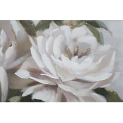 Tableau mural fait main fleurs et feuilles – 100x80 cm – Style nature chic Glam