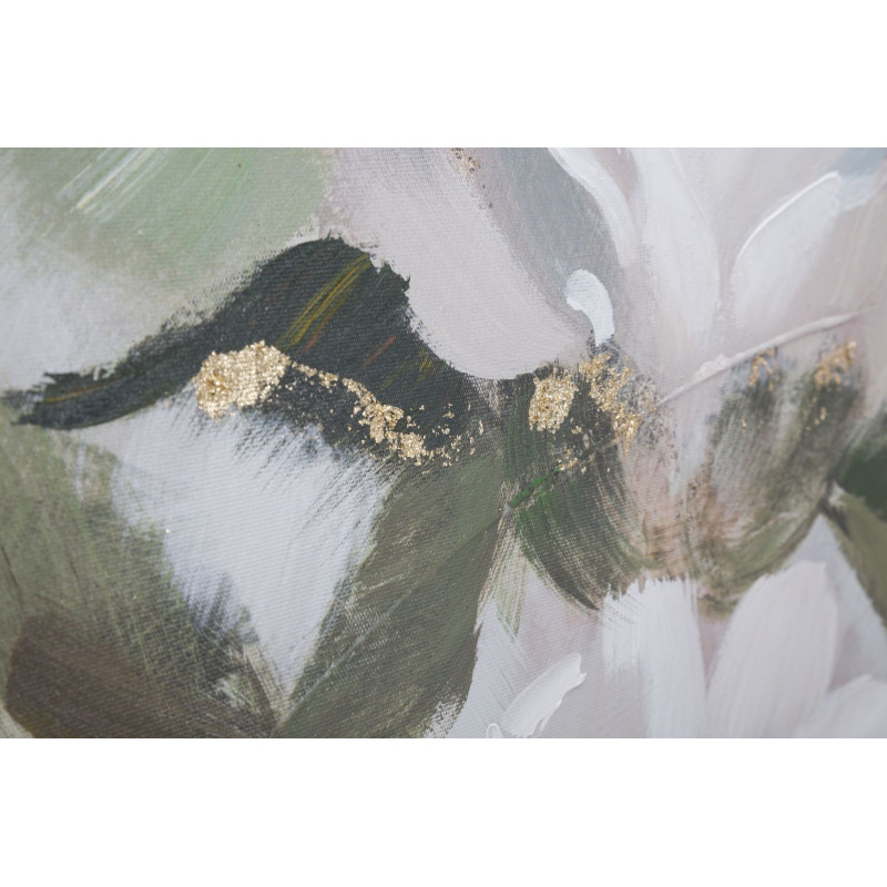 Tableau mural fait main fleurs et feuilles – 100x80 cm – Style nature chic Glam