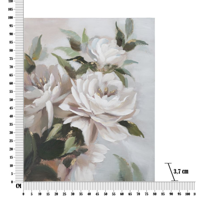 Tableau mural fait main fleurs et feuilles – 100x80 cm – Style nature chic Glam