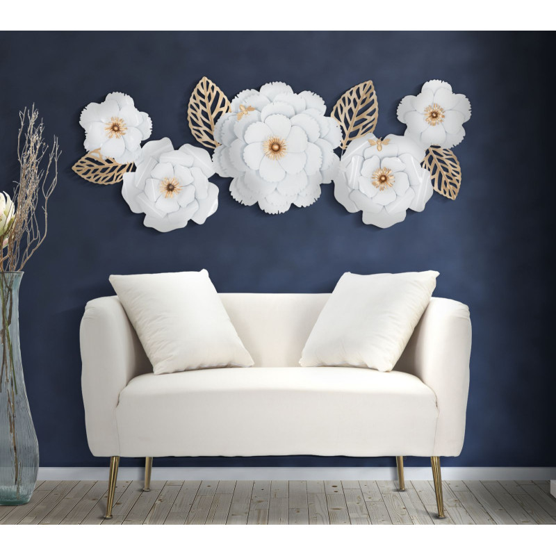 Panneau mural décoratif blanc – 158x60 cm – Style Glam lumineux et pur