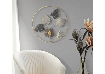 Barre décorative murale en fer – Ø65 cm – Élément mural Glam stylisé