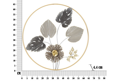 Barre décorative murale en fer – Ø65 cm – Élément mural Glam stylisé