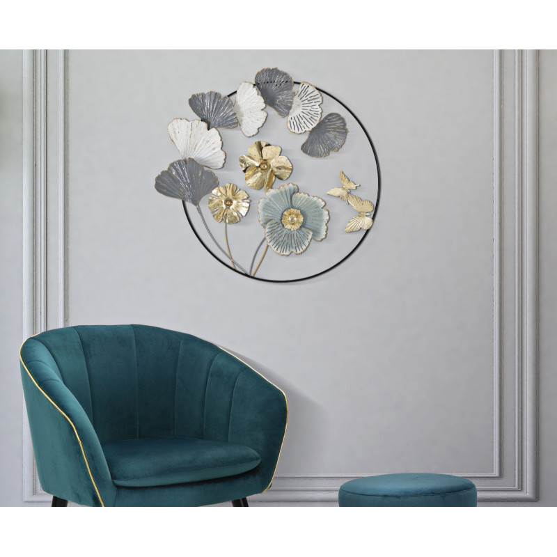 Panneau mural Campur rond – 78x74 cm – Métal Glam chic et raffiné