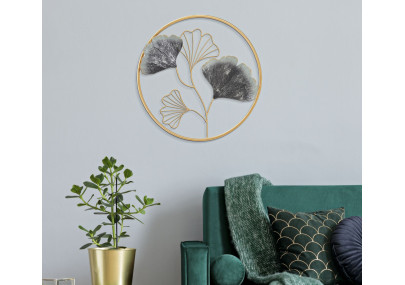 Panneau mural en fer forgé floral – Ø45 cm – Élégance naturelle Glam