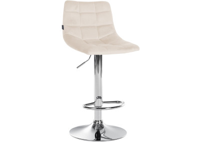 Lot de 2 tabourets de bar Jerry velours chrome crème