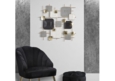 Cubes muraux décoratifs en fer – 80x80 cm – Design géométrique Glam moderne