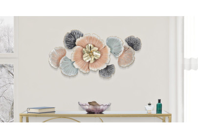 Panneau mural en fer Soty – 93x53 cm – Style floral Glam raffiné