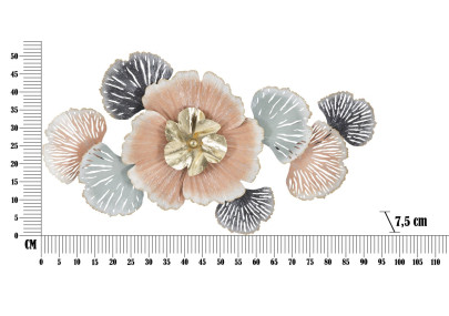 Panneau mural en fer Soty – 93x53 cm – Style floral Glam raffiné