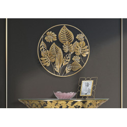 Panneau mural Jungle rond – Ø80 cm – Métal Glam naturel et exotique