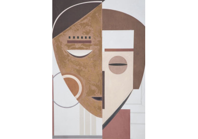 Tableau mural fait main visage ethnique – 60x80 cm – Style Bohème Chic et culturel