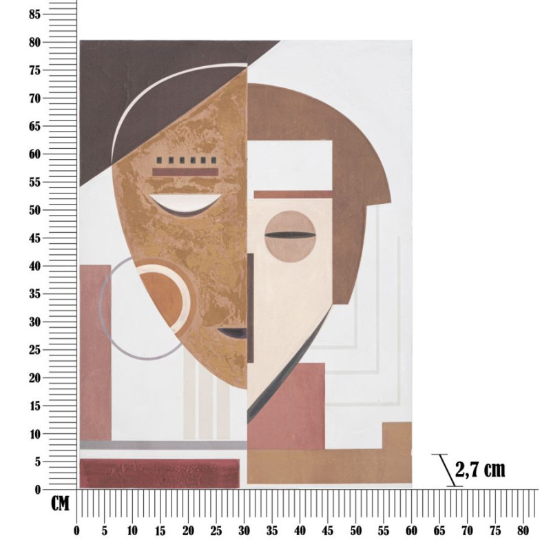 Tableau mural fait main visage ethnique – 60x80 cm – Style Bohème Chic et culturel