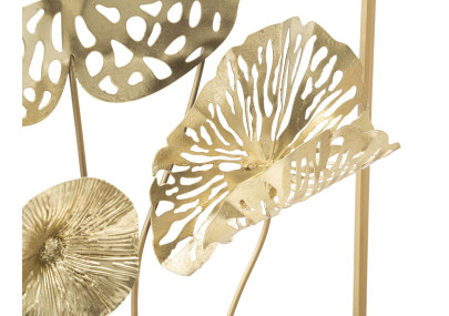 Panneau mural en fer fleurs dorées – 50x50 cm – Élégance florale Glam