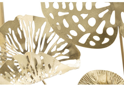 Panneau mural en fer fleurs dorées – 50x50 cm – Élégance florale Glam